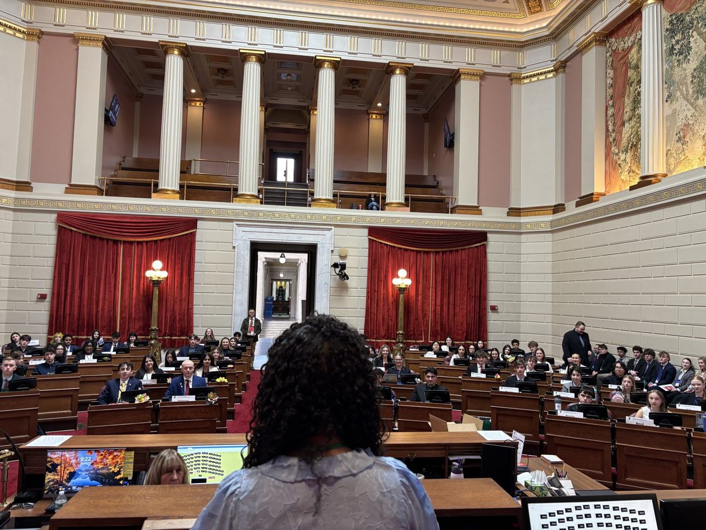 Delegates in session in the Rhode Island House chamber